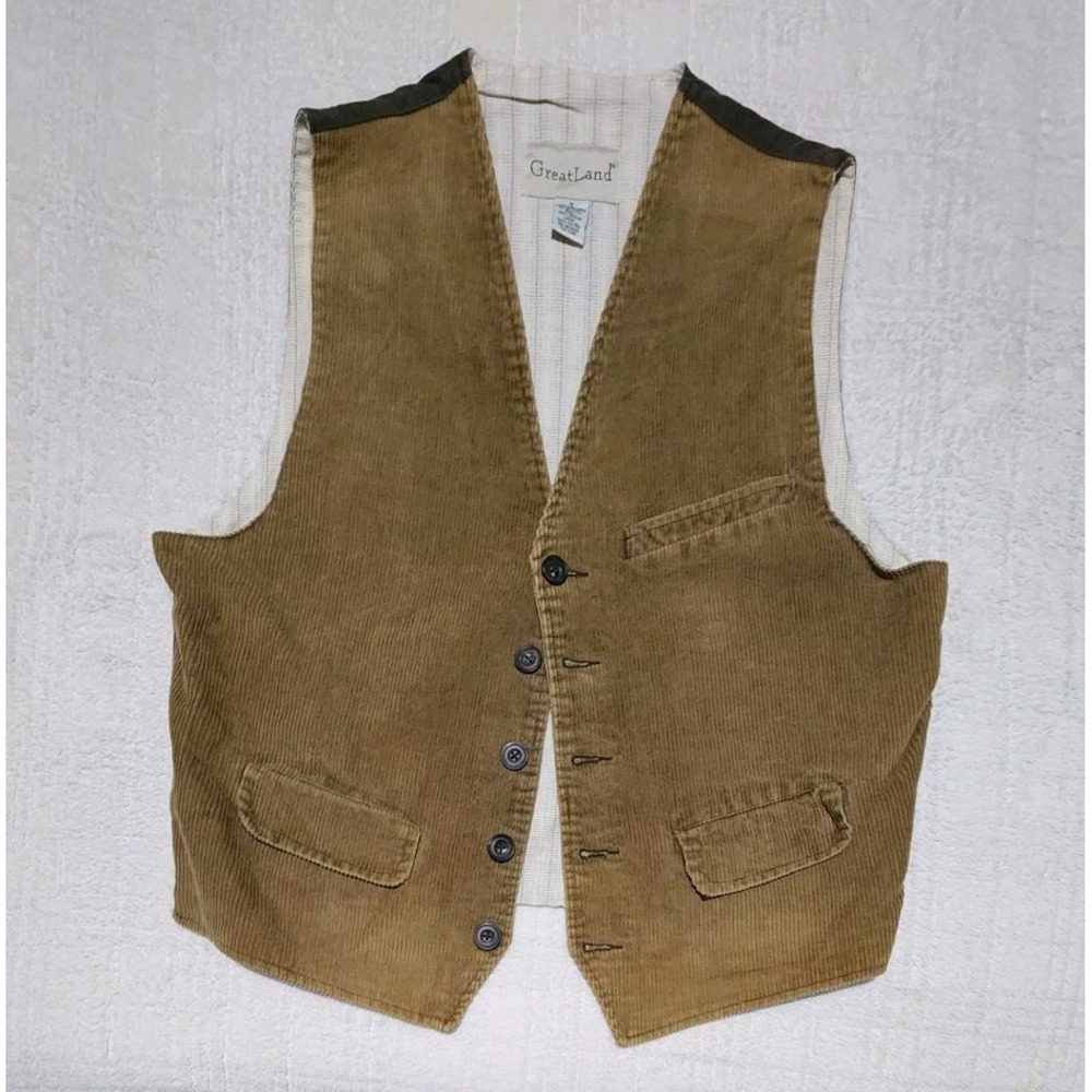 VTG Great Land Corduroy Vest Size Medium 100% Cotton Lined Paperboy‎ Schoolboy